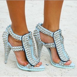 Givenchy Runway Spike Studded Leather Zip Sandal